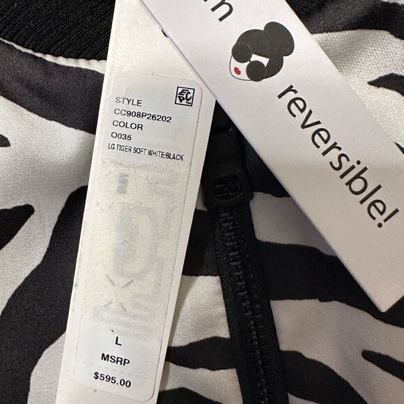Alice + Olivia Reversible Zebra Feminist Bomber Jacket NWT Size Large - Picture 14 of 17